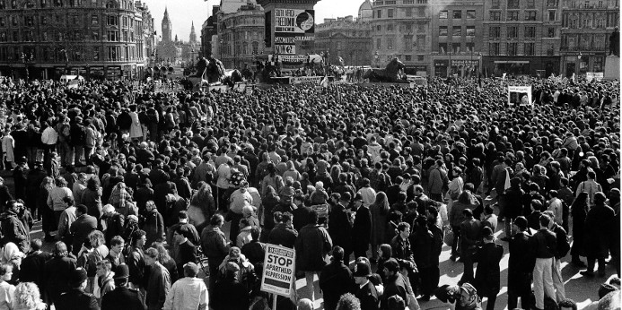 Over 20,000 demonstrators packed Trafalgar Square